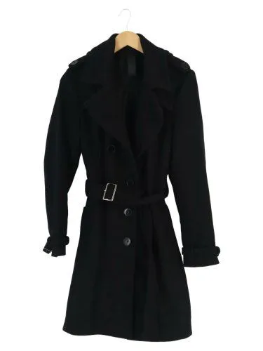 Damen Mantel Schwarz Gr.40 Wolle Polyamid Elegant