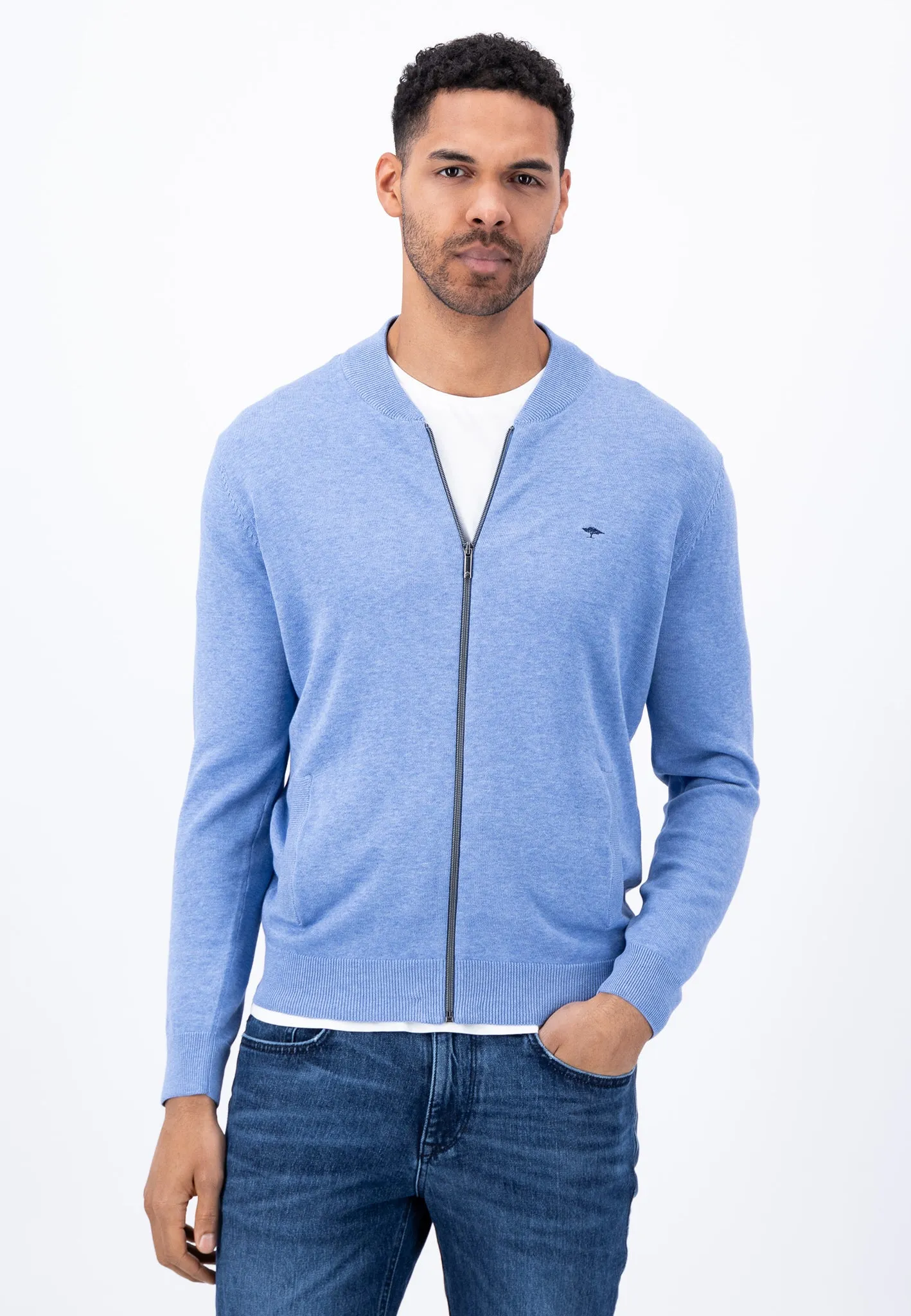 Feinstrick-Cardigan mit College-Kragen