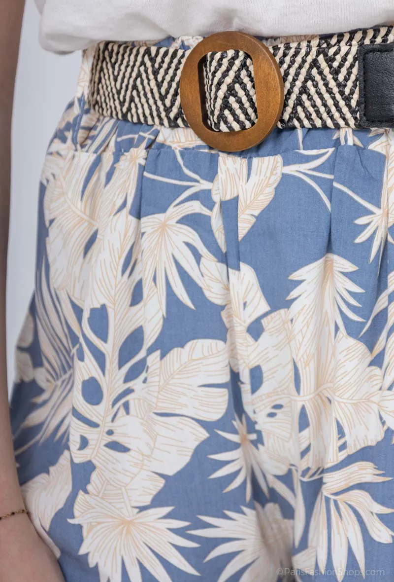Hose mit Blumenprint und Gürtel
