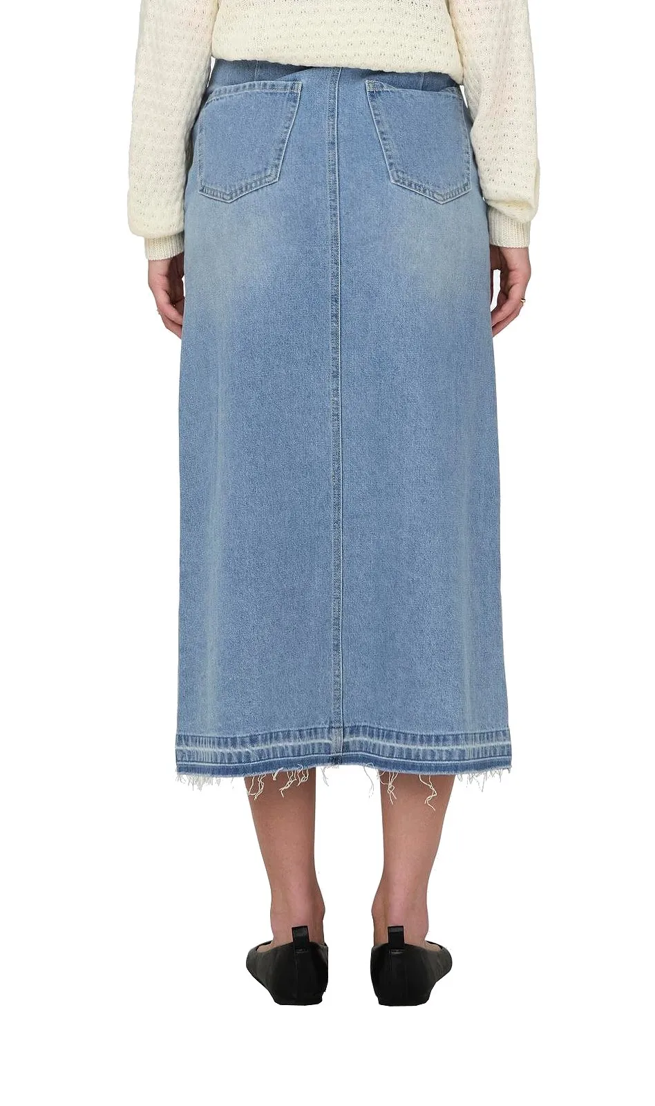 JDY Damen Midi Jeans Rock JDYBella Long