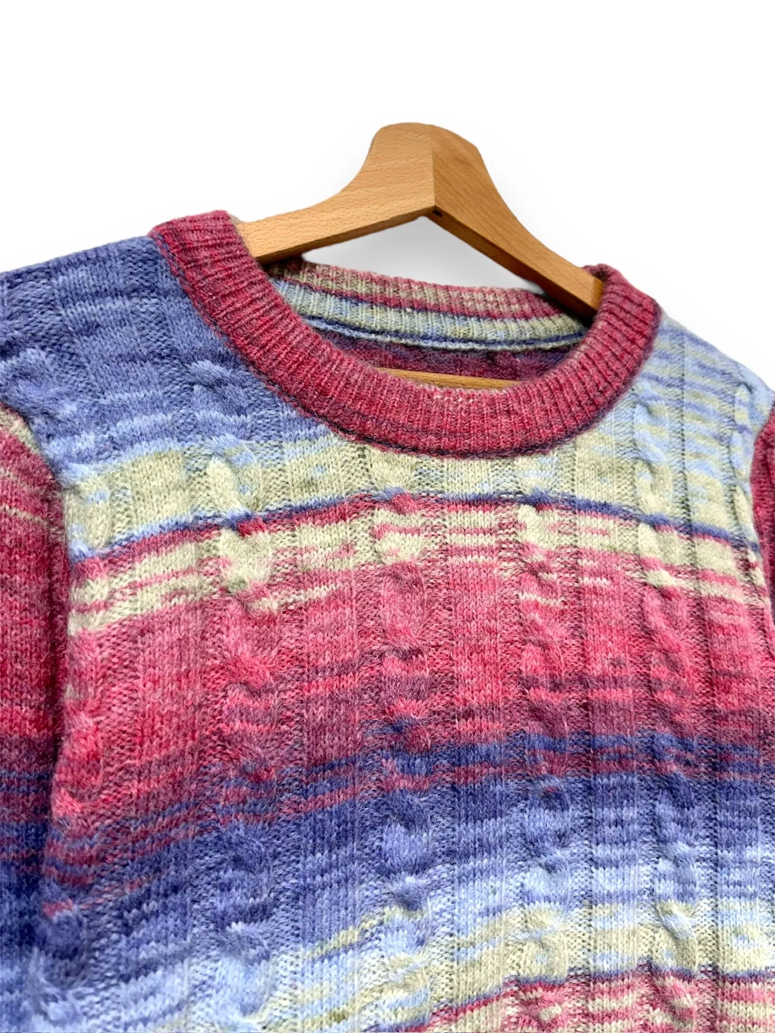 LANGÄRMELIGES TIE-AND-DYE-MEHRFARBIGES FEINES RUNDHALS-TOP/PULLOVER