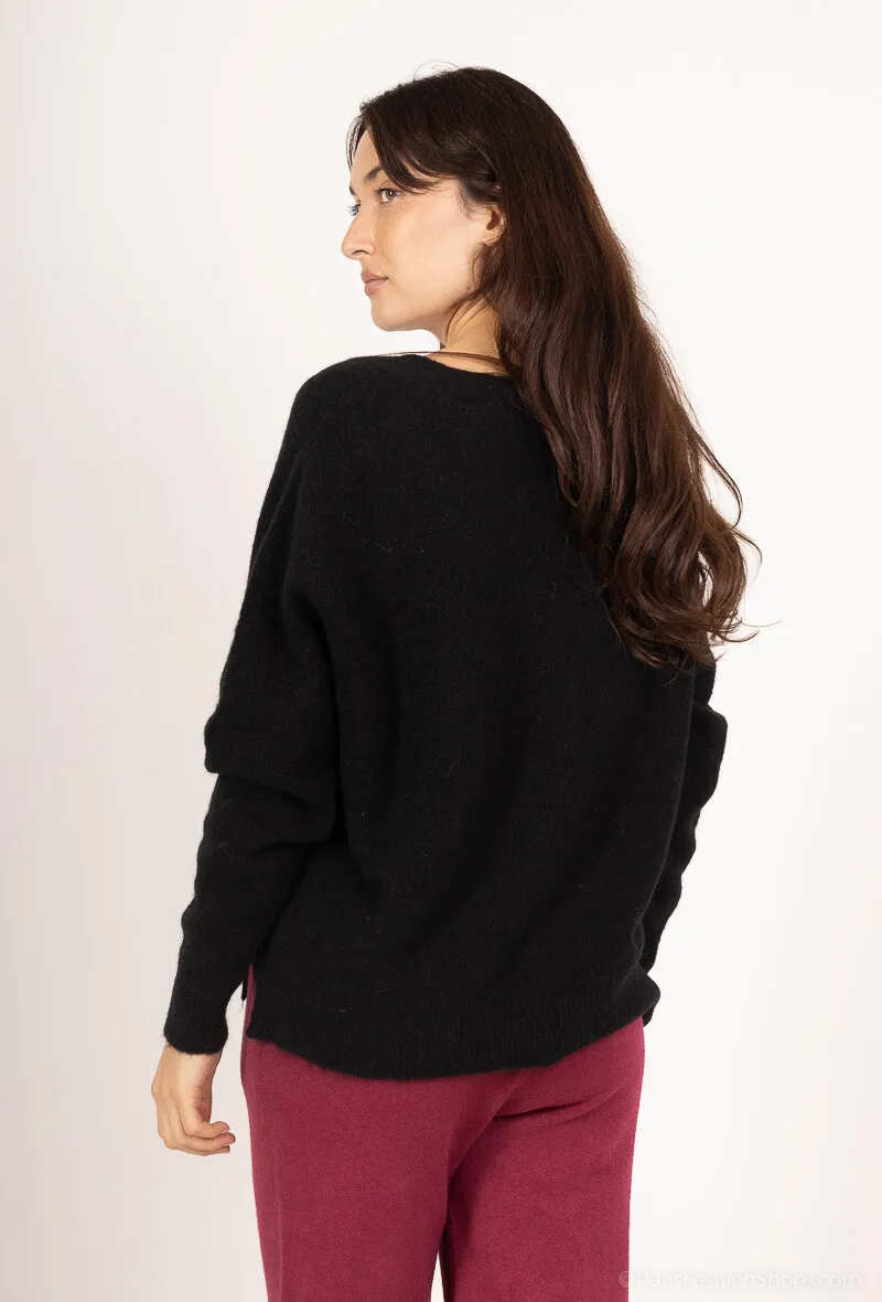 Nahtloser Pullover mit V-Ausschnitt aus Babyalpaka
