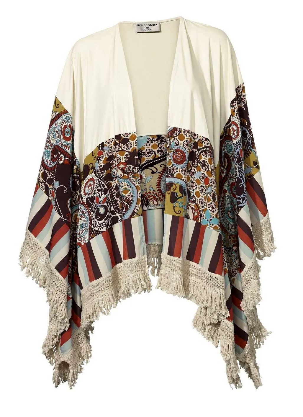 Poncho Strickjacke Cardigan 34 Winter Cape elegant Strick bunt Rick Cardona