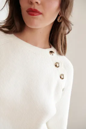 Pullover aus Wolle und Baumwolle mit Festonkanten
