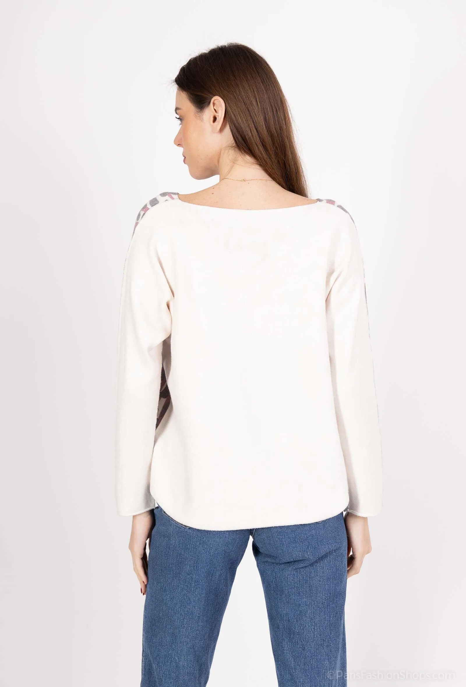 Pullover mit V-Ausschnitt und Sternen im Animal-Print