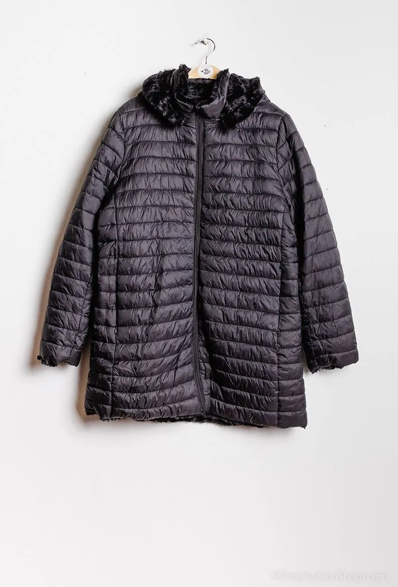 Wende-Daunenjacke mit abnehmbarer Kapuze
